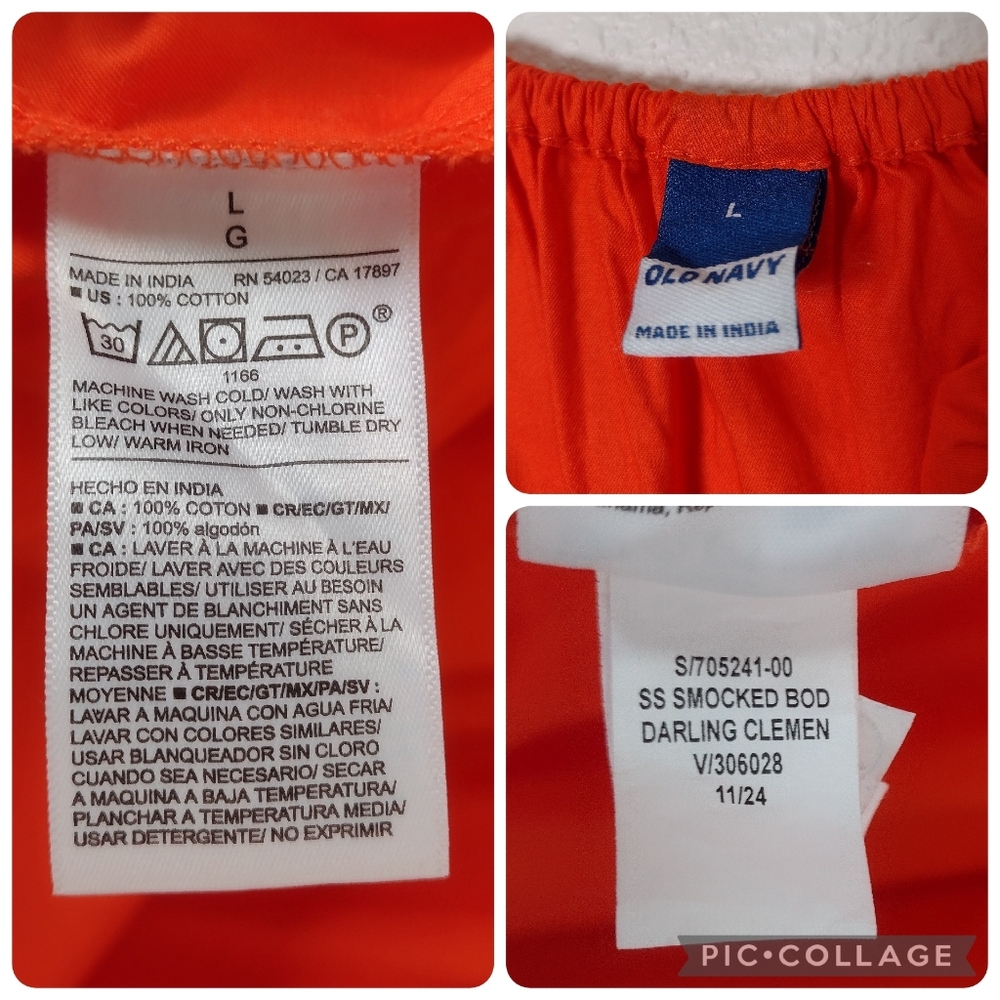 Old Navy Darling Clementine Orange Puff Sleeve Waist Defined Cotton Mini Dress - Picture 11 of 11